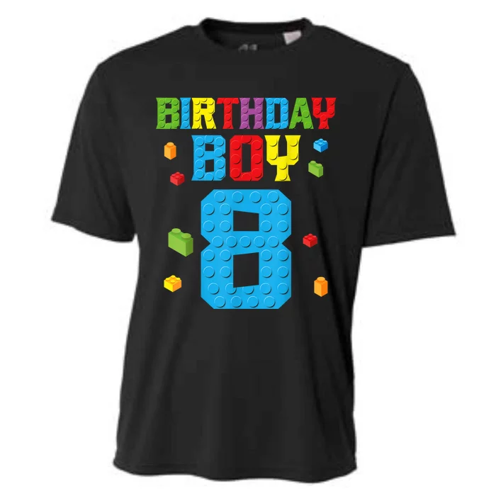 Master Builder 8th Birthday Boy 8 Eight Year Building Bricks Cooling Performance Crew T-Shirt