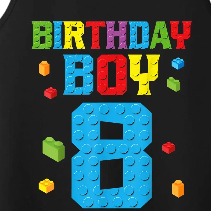 Master Builder 8th Birthday Boy 8 Eight Year Building Bricks Performance Tank