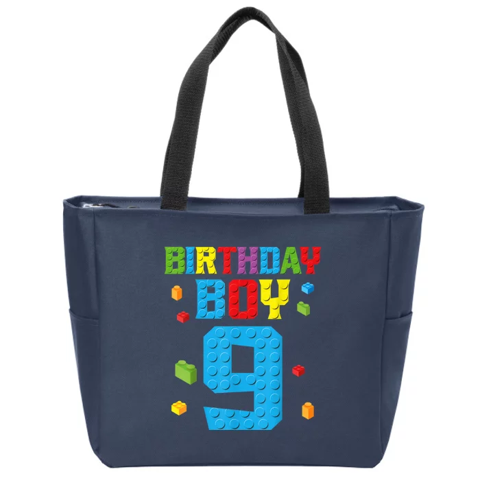 Master Builder 9th Birthday Boy Nine 9 Year Building Bricks Zip Tote Bag