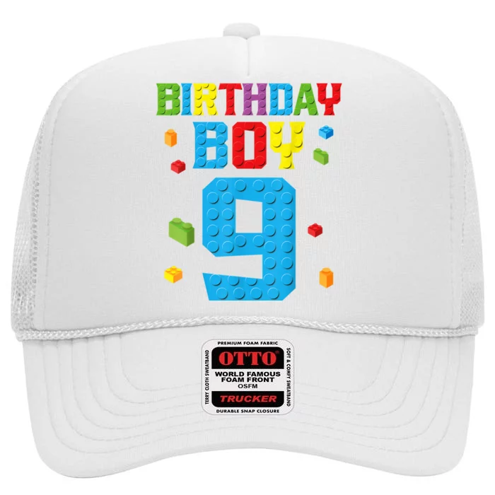 Master Builder 9th Birthday Boy Nine 9 Year Building Bricks High Crown Mesh Trucker Hat