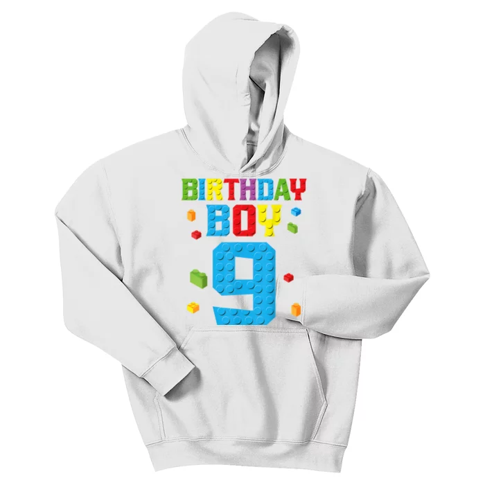 Master Builder 9th Birthday Boy Nine 9 Year Building Bricks Kids Hoodie