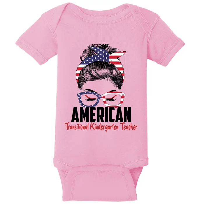 Messy Bun American Transitional Kindergarten Teacher 4th Gift Baby Bodysuit