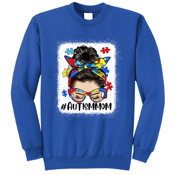 Messy Bun Autism Mom Cute Gift Autism Mama Great Gift Sweatshirt