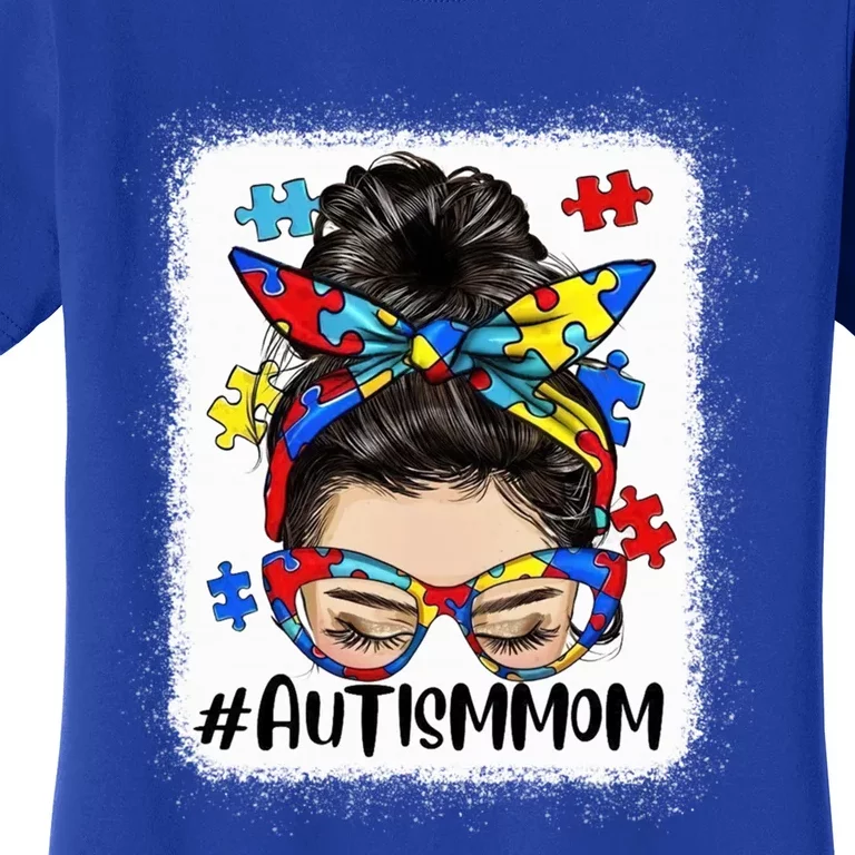 Messy Bun Autism Mom Cute Gift Autism Mama Great Gift Women's T-Shirt