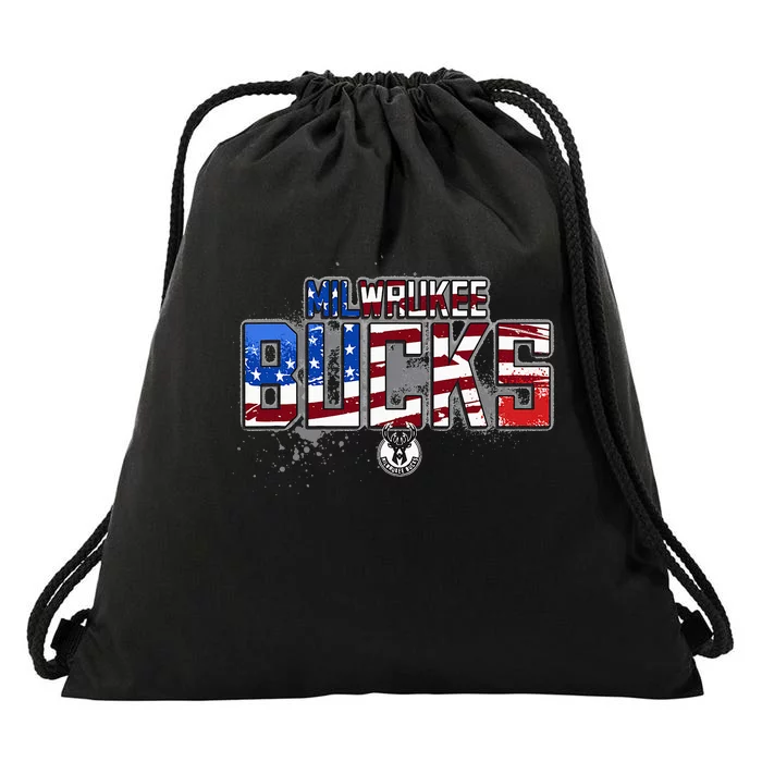 Milwaukee Bucks American Flag Distressed Paint Drawstring Bag