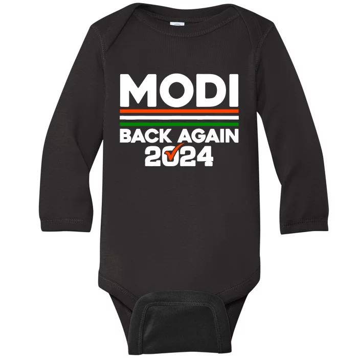 Modi Back Again 2024 Indian Presidential Election Baby Long Sleeve Bodysuit