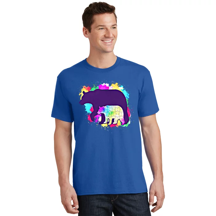 Mama Bear Autism Theme Decor Funny Gift T-Shirt