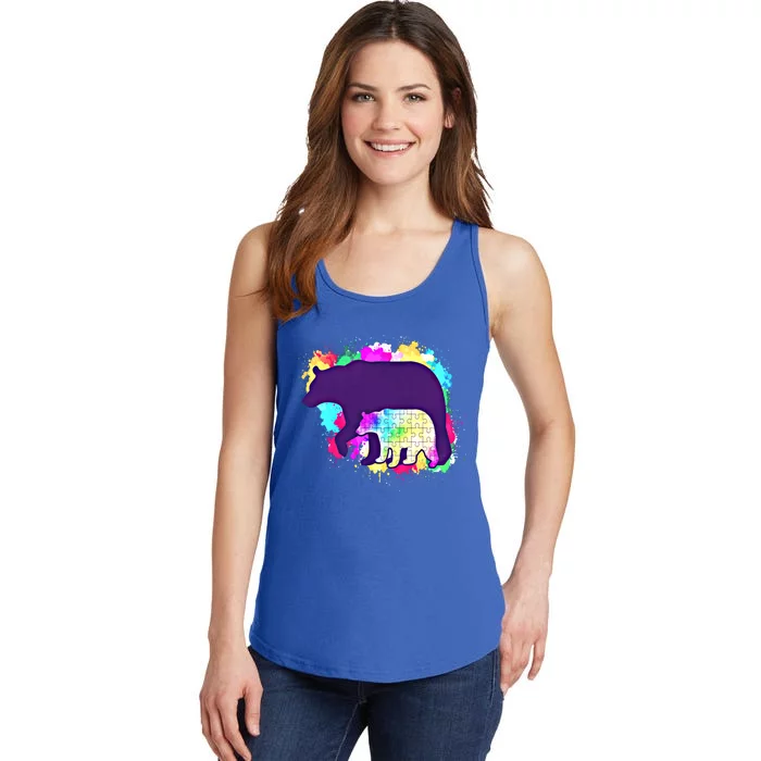 Mama Bear Autism Theme Decor Funny Gift Ladies Essential Tank