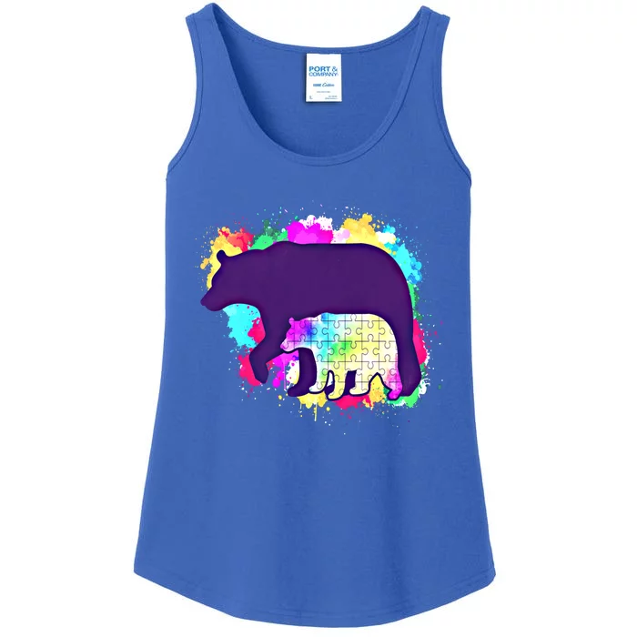 Mama Bear Autism Theme Decor Funny Gift Ladies Essential Tank