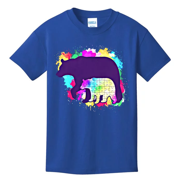 Mama Bear Autism Theme Decor Funny Gift Kids T-Shirt