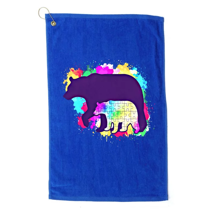 Mama Bear Autism Theme Decor Funny Gift Platinum Collection Golf Towel