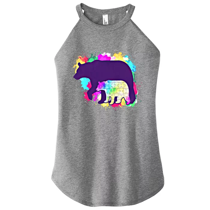 Mama Bear Autism Theme Decor Funny Gift Women’s Perfect Tri Rocker Tank