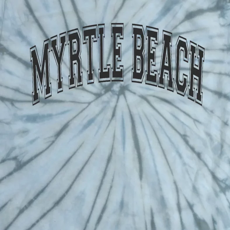 Myrtle Beach Arched Style Text Black With Black Print Tie-Dye T-Shirt