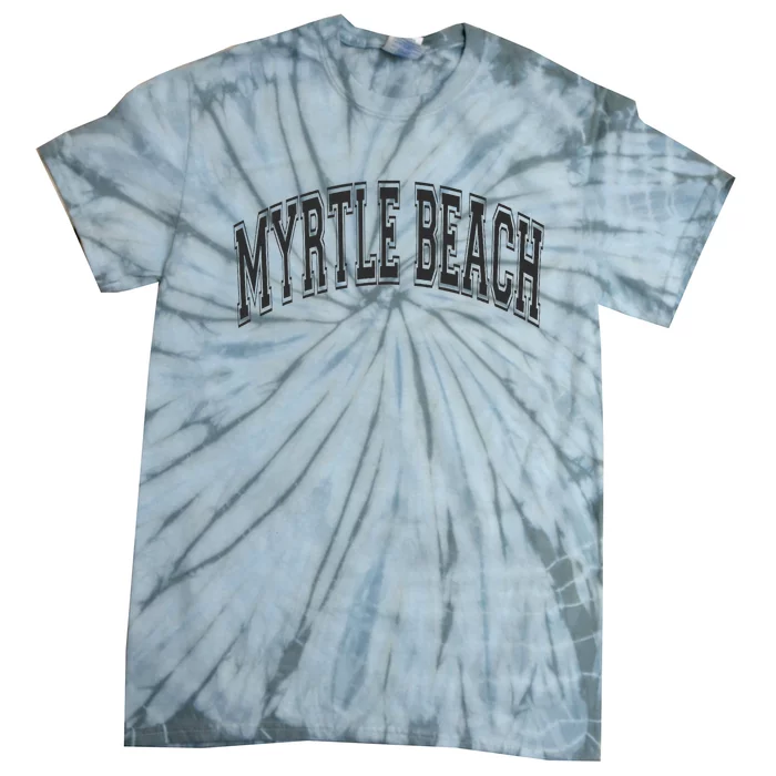 Myrtle Beach Arched Style Text Black With Black Print Tie-Dye T-Shirt