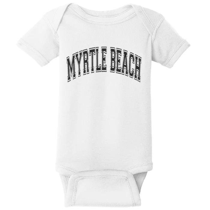 Myrtle Beach Arched Style Text Black With Black Print Baby Bodysuit