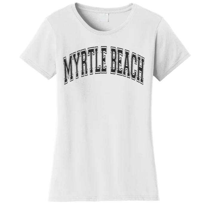 Myrtle Beach Arched Style Text Black With Black Print Women's T-Shirt