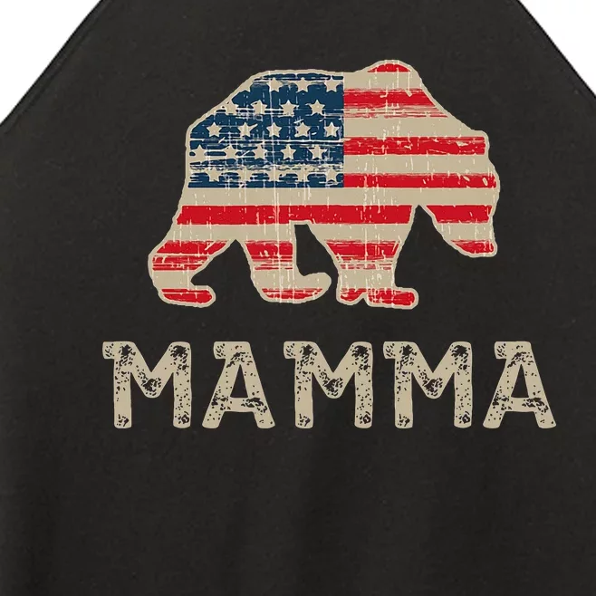 Mamma Bear American Flag Patriotic Women’s Perfect Tri Rocker Tank