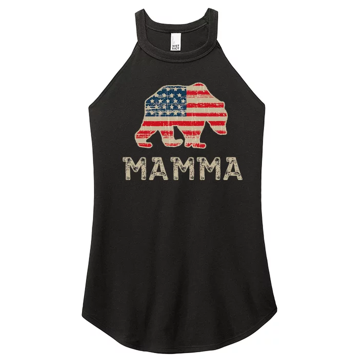 Mamma Bear American Flag Patriotic Women’s Perfect Tri Rocker Tank