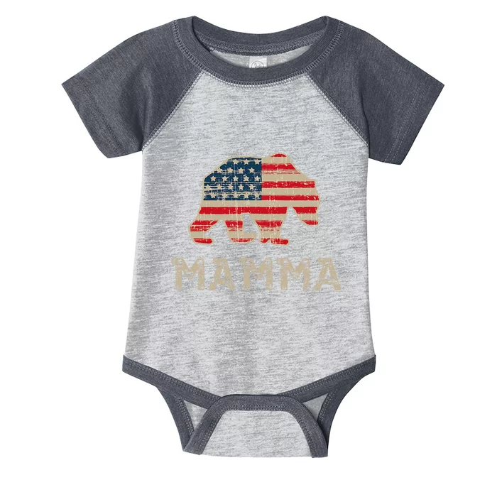 Mamma Bear American Flag Patriotic Infant Baby Jersey Bodysuit