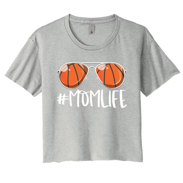 Momlife Basketball Aviators Mother's Day Bball Mom Life Great Gift Women's Crop Top Tee