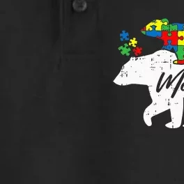 Mama Bear Autism Awareness Cute Puzzle Piece Mom Mother Dry Zone Grid Performance Polo