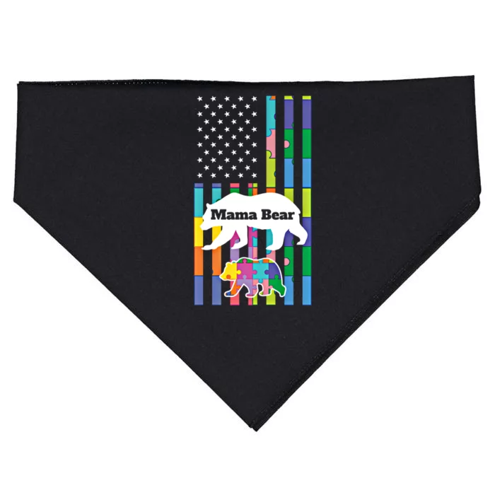 Mama Bear Autism Mother Funny Gift USA-Made Doggie Bandana