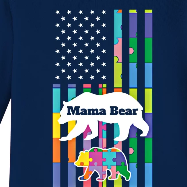 Mama Bear Autism Mother Funny Gift Baby Long Sleeve Bodysuit