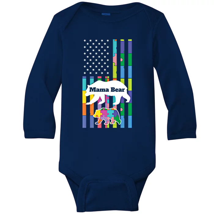 Mama Bear Autism Mother Funny Gift Baby Long Sleeve Bodysuit