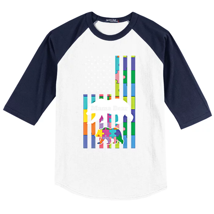 Mama Bear Autism Mother Funny Gift Baseball Sleeve Shirt