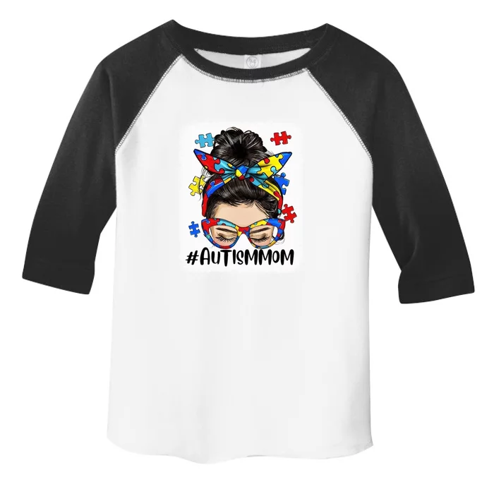 Messy Bun Autism Mom Gift Autism Mama Gift Toddler Fine Jersey T-Shirt