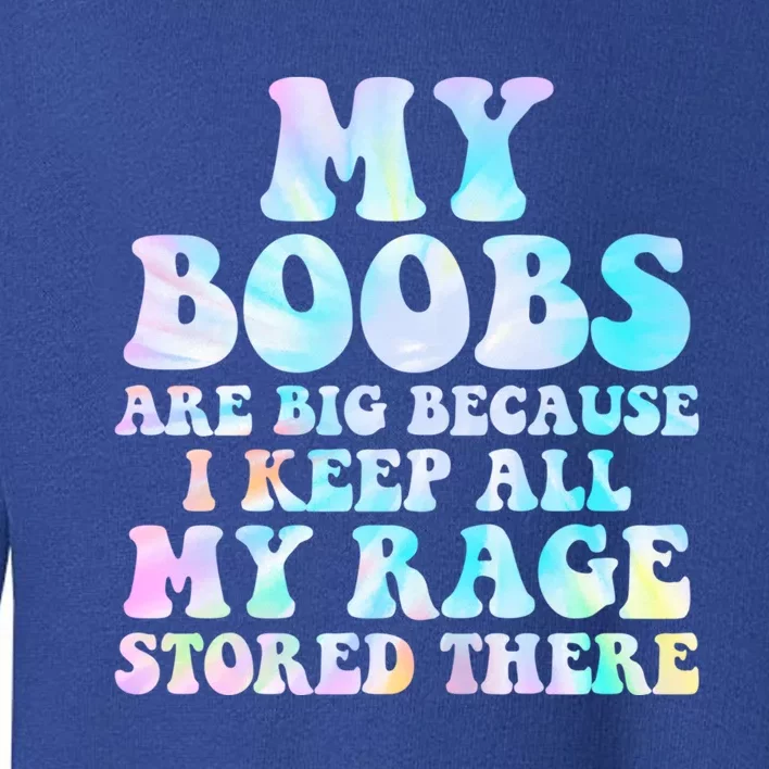 My Boobs Are Big Because I Keep All My Rage Stored There Funny Gift Toddler Sweatshirt