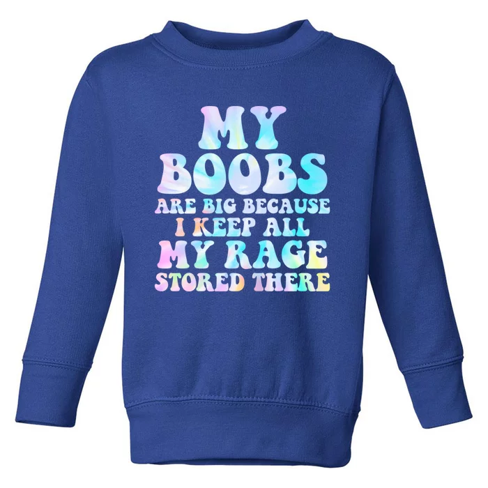 My Boobs Are Big Because I Keep All My Rage Stored There Funny Gift Toddler Sweatshirt