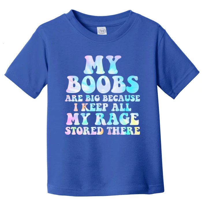 My Boobs Are Big Because I Keep All My Rage Stored There Funny Gift Toddler T-Shirt