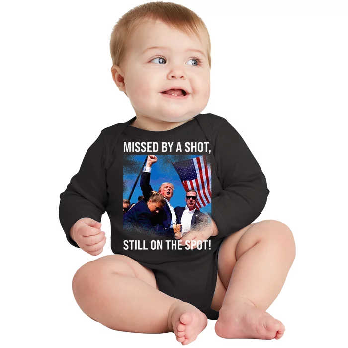 Missed By A Shot Donald Trump Historical Moment Baby Long Sleeve Bodysuit