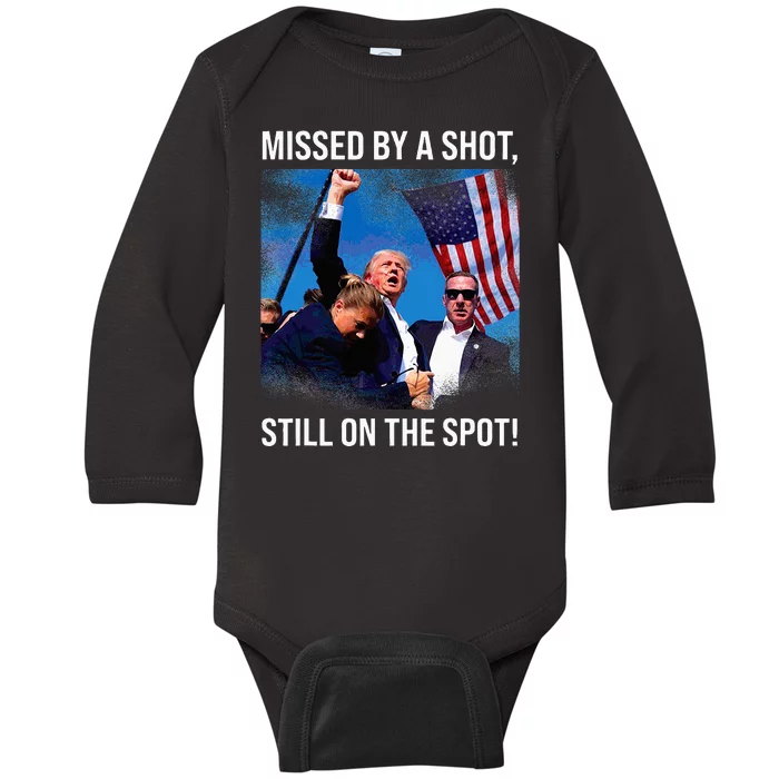 Missed By A Shot Donald Trump Historical Moment Baby Long Sleeve Bodysuit