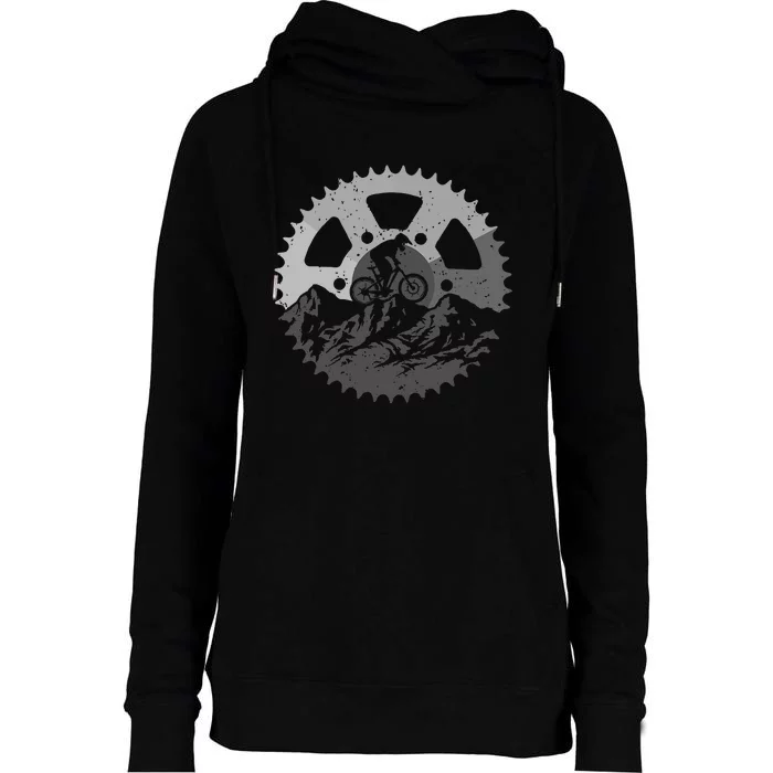 Mountain Biking Art Mtb Mountain Biker Womens Funnel Neck Pullover Hood