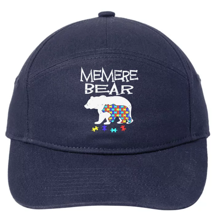 Memere Bear Autism Awareness Autism Mama Mom Mommy T 7-Panel Snapback Hat