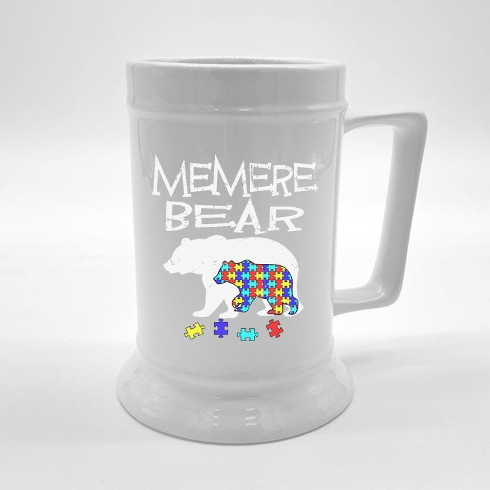 Memere Bear Autism Awareness Autism Mama Mom Mommy T Front & Back Beer Stein