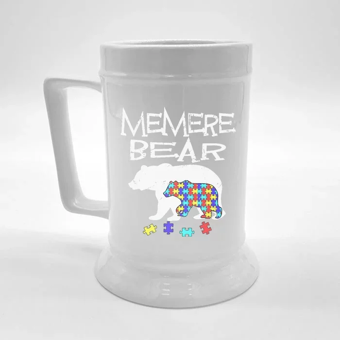 Memere Bear Autism Awareness Autism Mama Mom Mommy T Front & Back Beer Stein