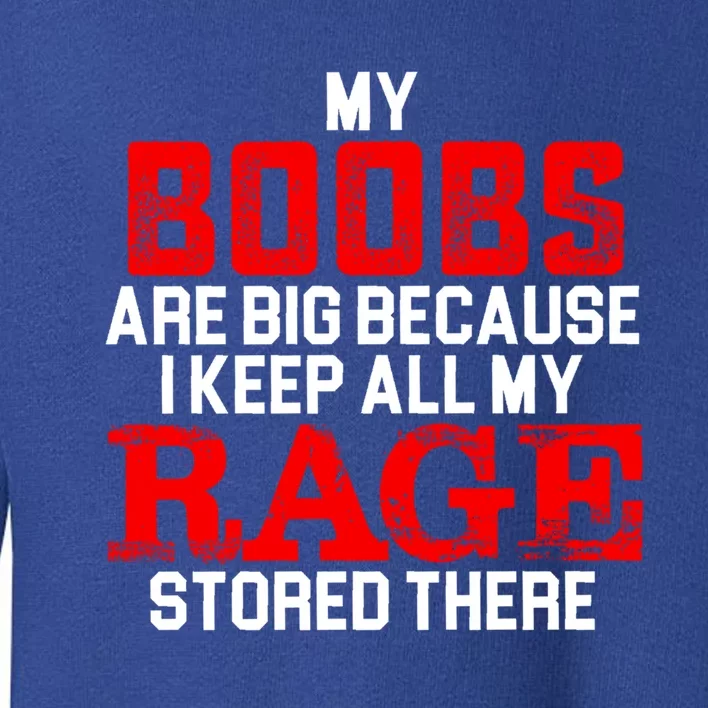 My Boobs Are Big Because I Keep All My Rage Stored There Cool Gift Toddler Sweatshirt