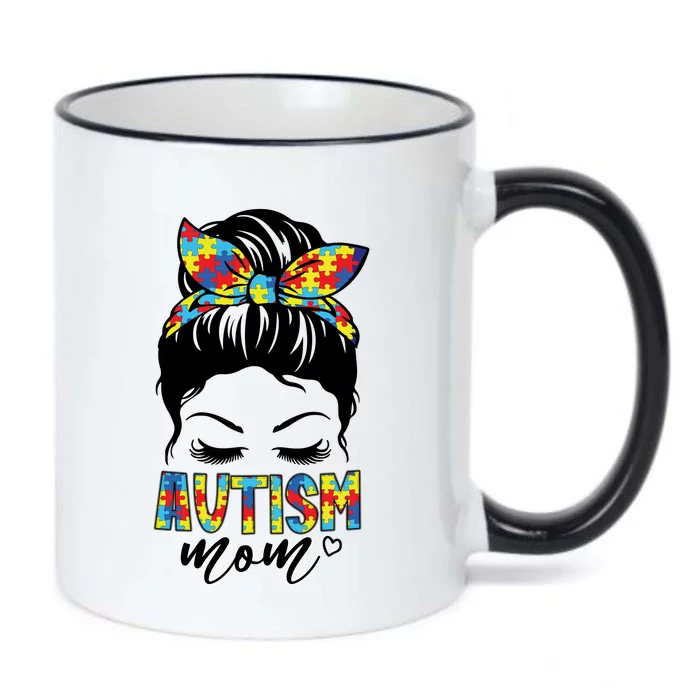 Messy Bun Autism Mom Black Color Changing Mug