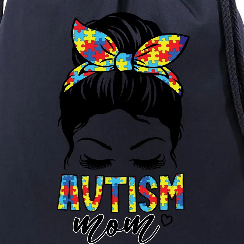 Messy Bun Autism Mom Drawstring Bag