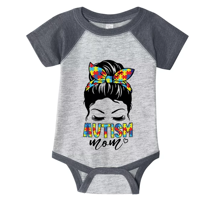 Messy Bun Autism Mom Infant Baby Jersey Bodysuit