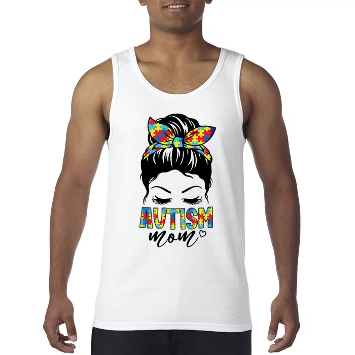 Messy Bun Autism Mom Tank Top