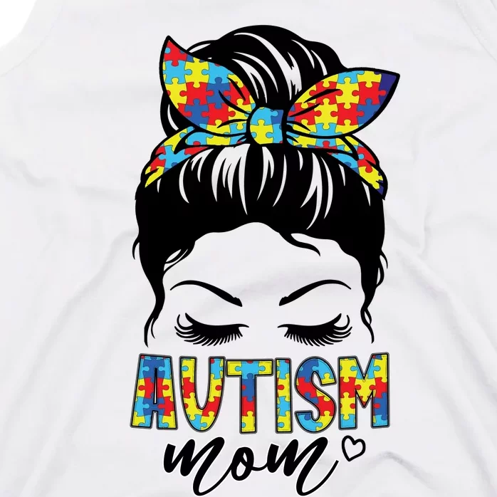 Messy Bun Autism Mom Tank Top