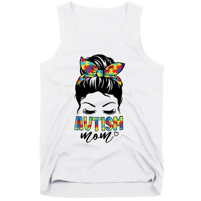 Messy Bun Autism Mom Tank Top