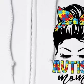 Messy Bun Autism Mom Full Zip Hoodie