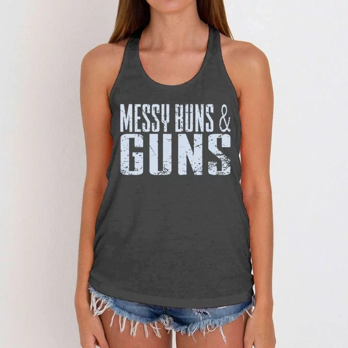 Messy Buns And Guns Women's Knotted Racerback Tank