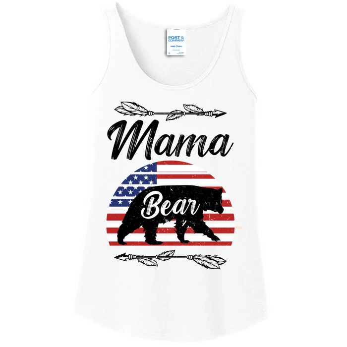 Mama Bear American Flag Funny Gift Ladies Essential Tank