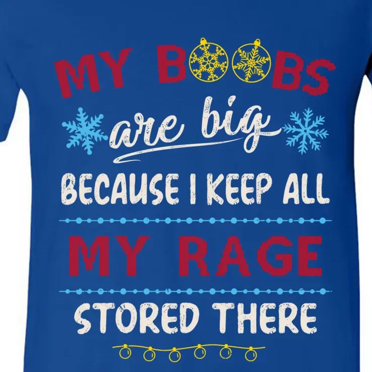 My Boobs Are Big Because I Keep All My Rage Stored There Gift V-Neck T-Shirt